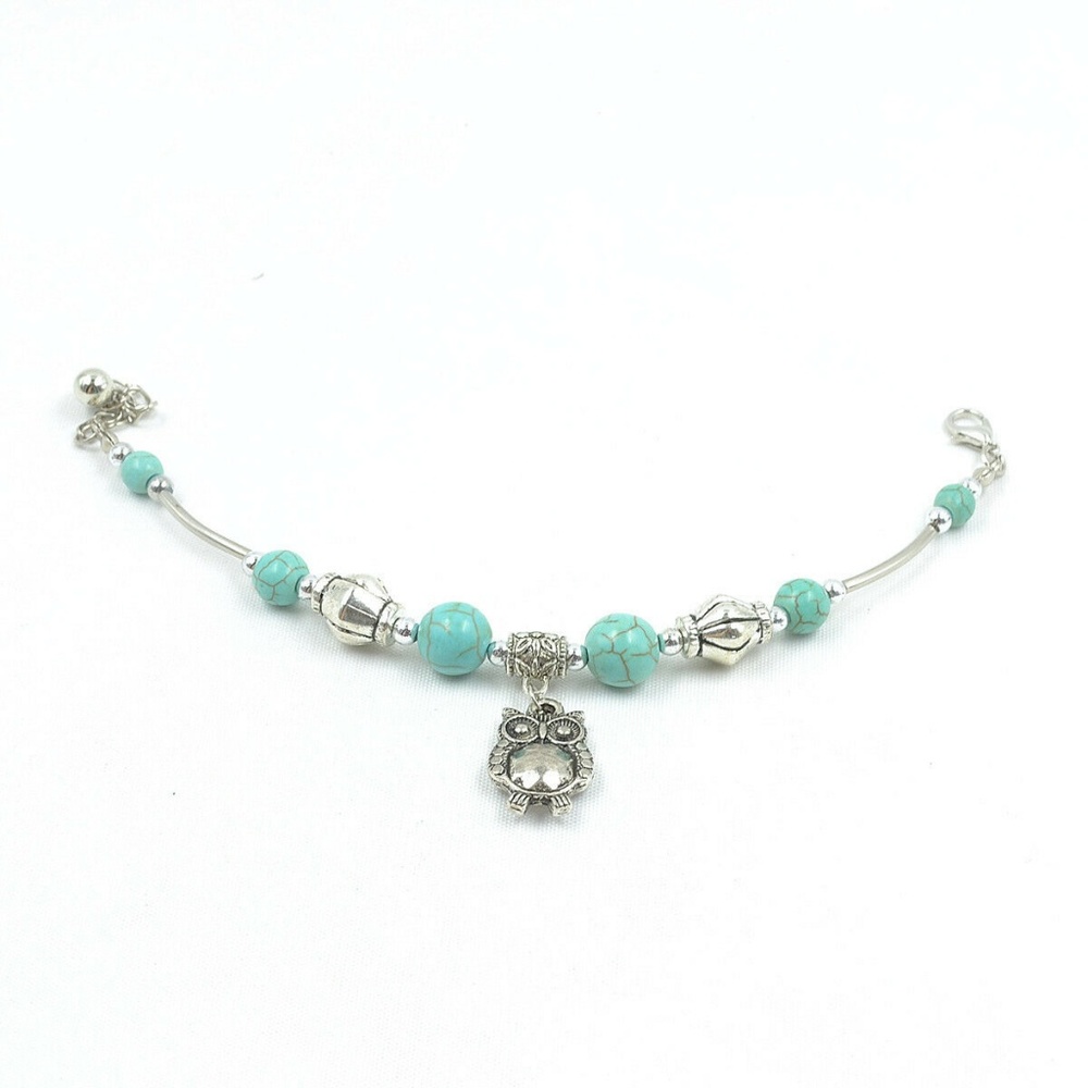 Owl "Turquoise" Bead Bracelet NWT- - Picture 3 of 4